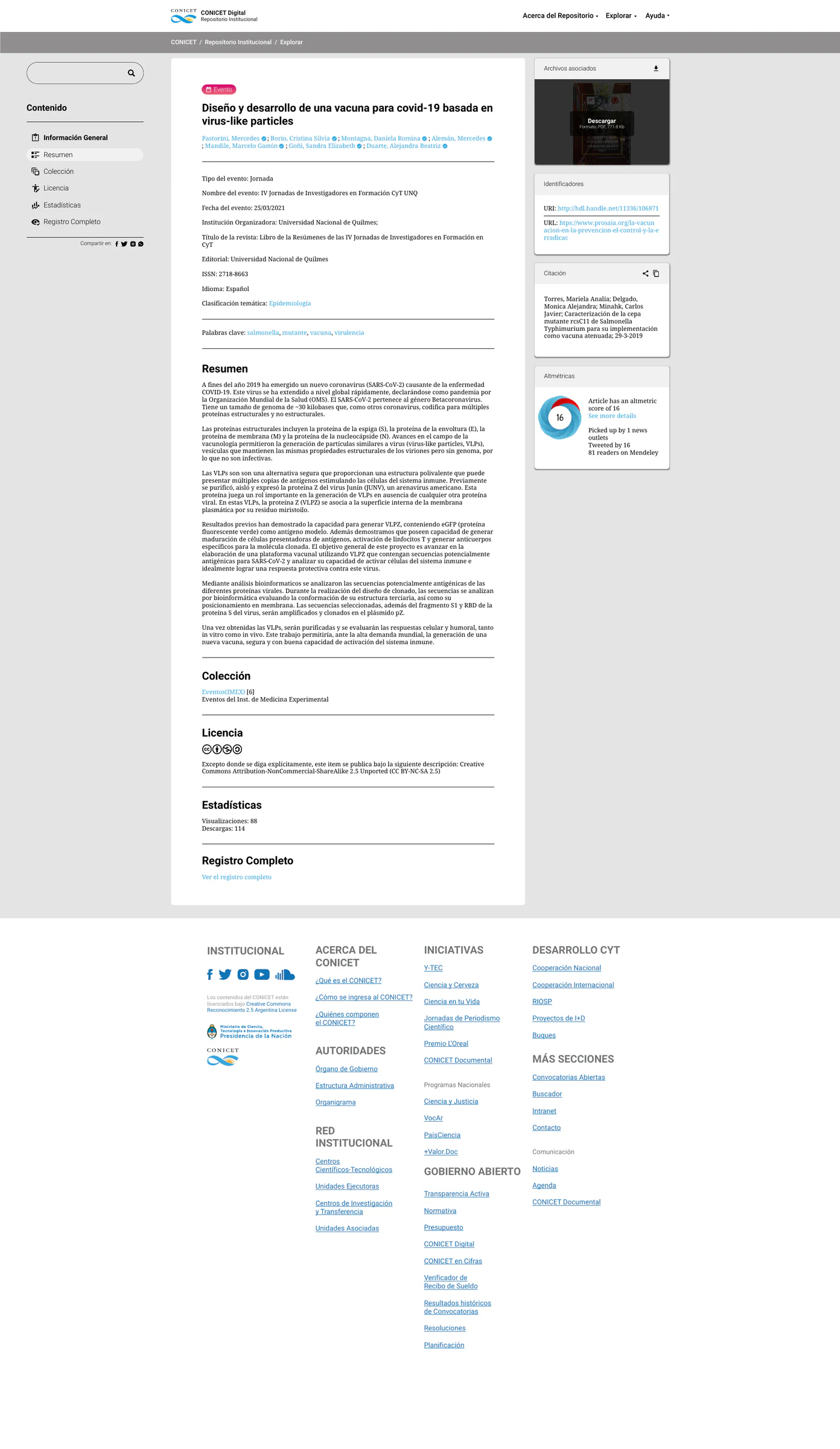 CONICET DIGITAL — diseño del repositorio, pantalla 7