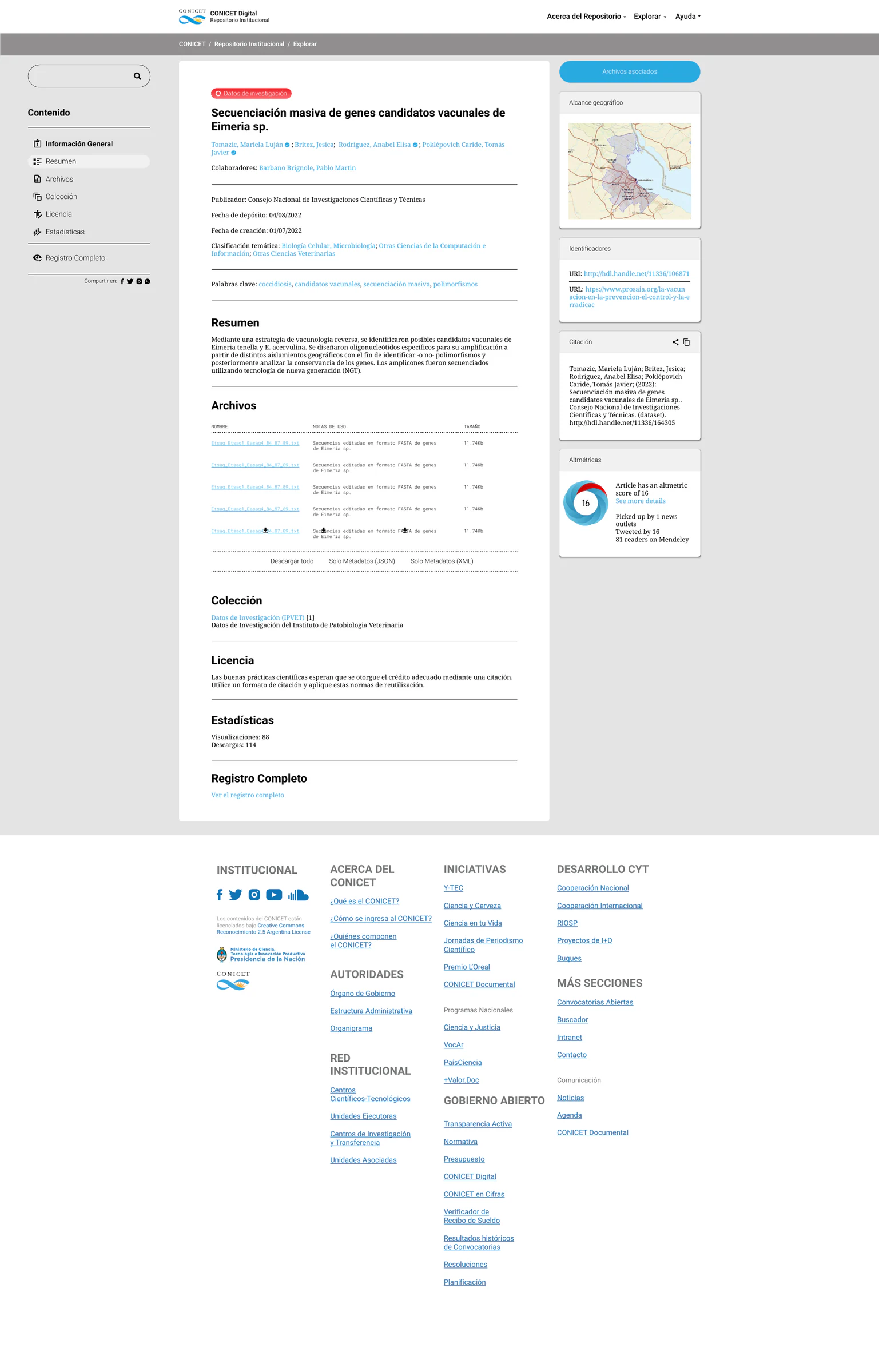 CONICET DIGITAL — diseño del repositorio, pantalla 8