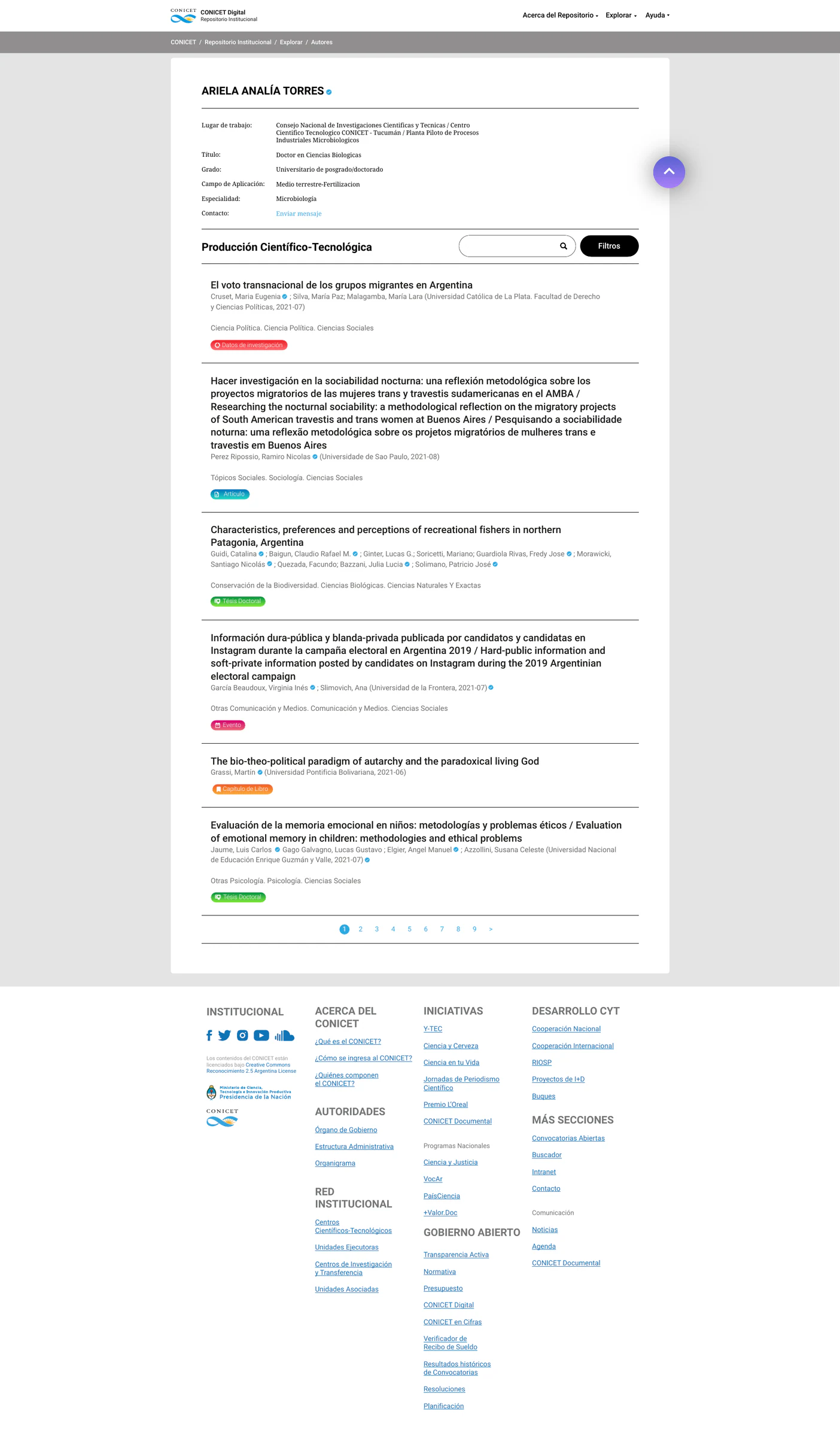 CONICET DIGITAL — diseño del repositorio, pantalla 14