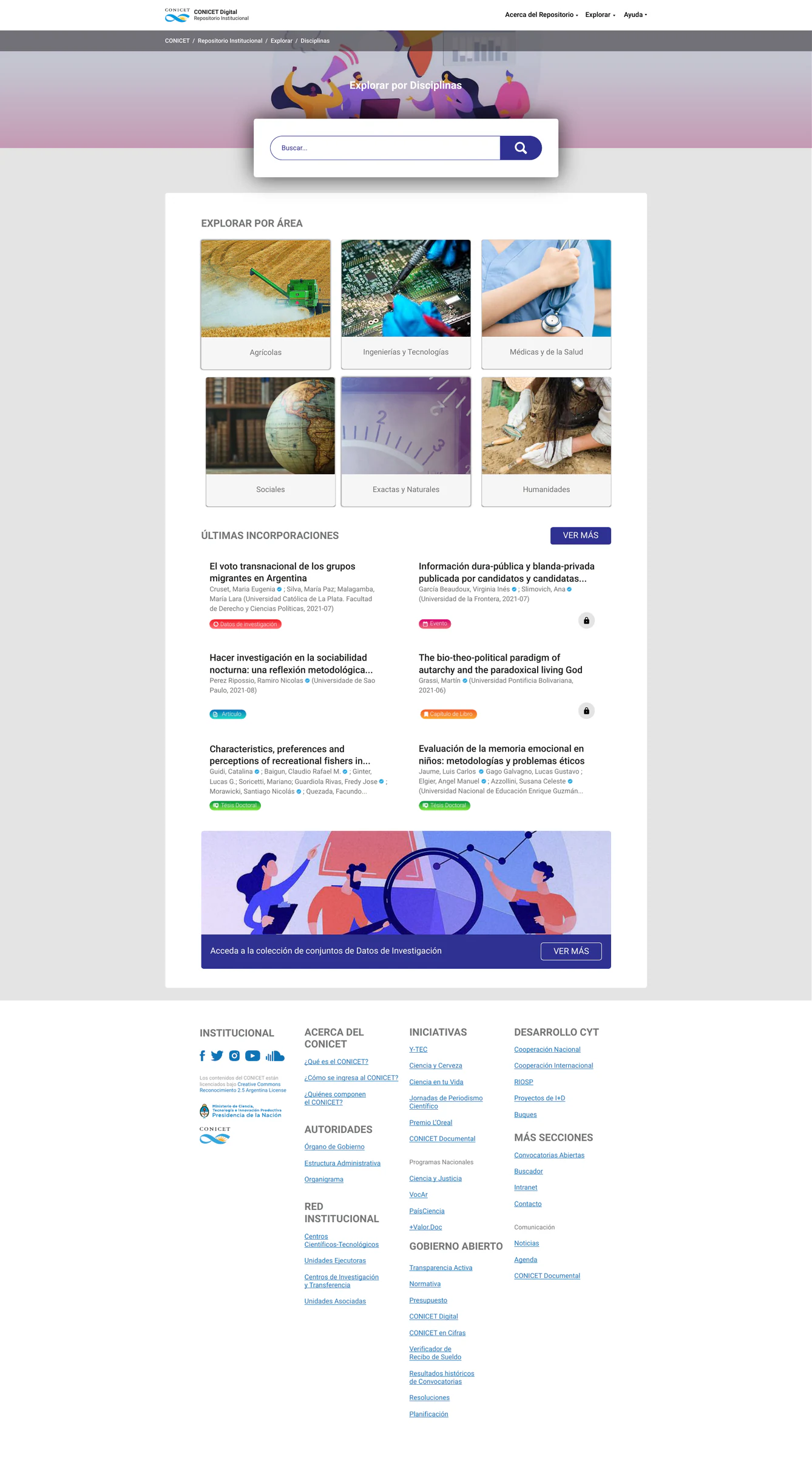 CONICET DIGITAL — diseño del repositorio, pantalla 15