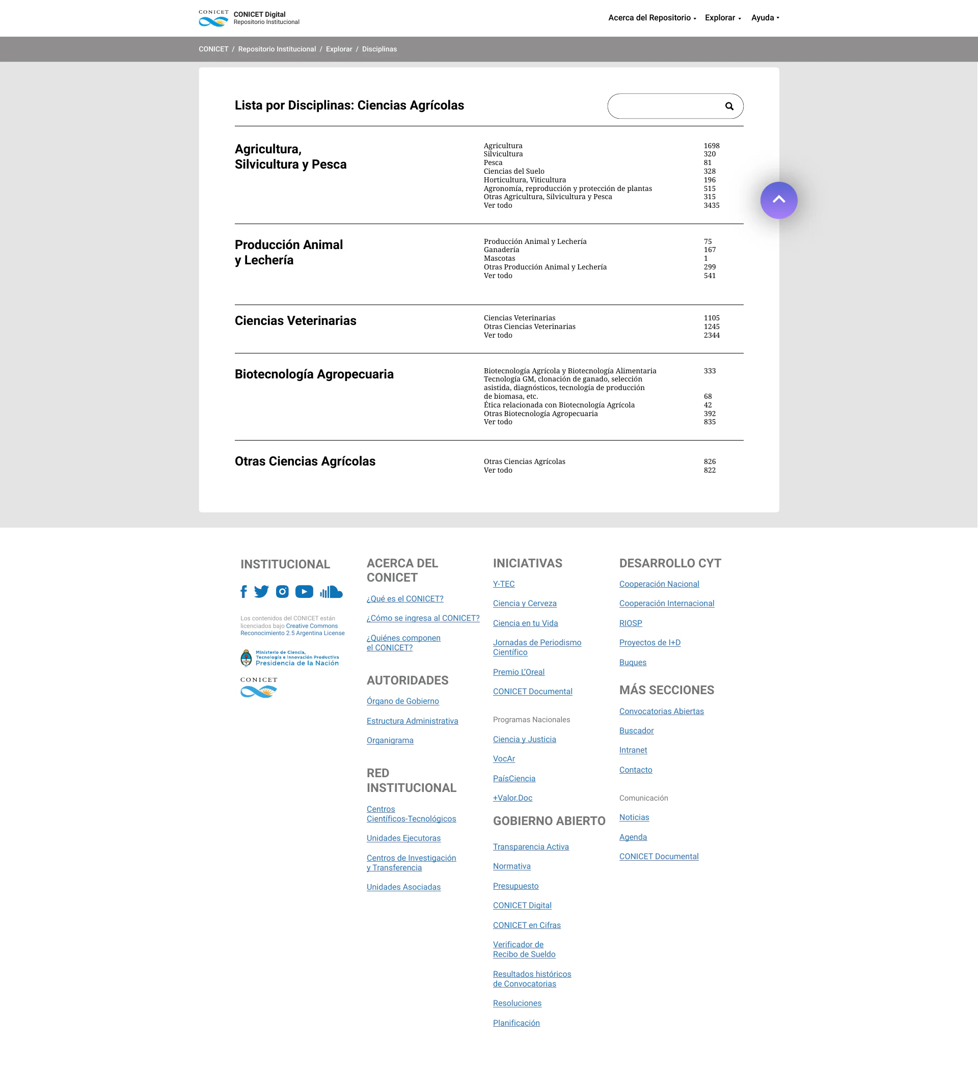 CONICET DIGITAL — diseño del repositorio, pantalla 16
