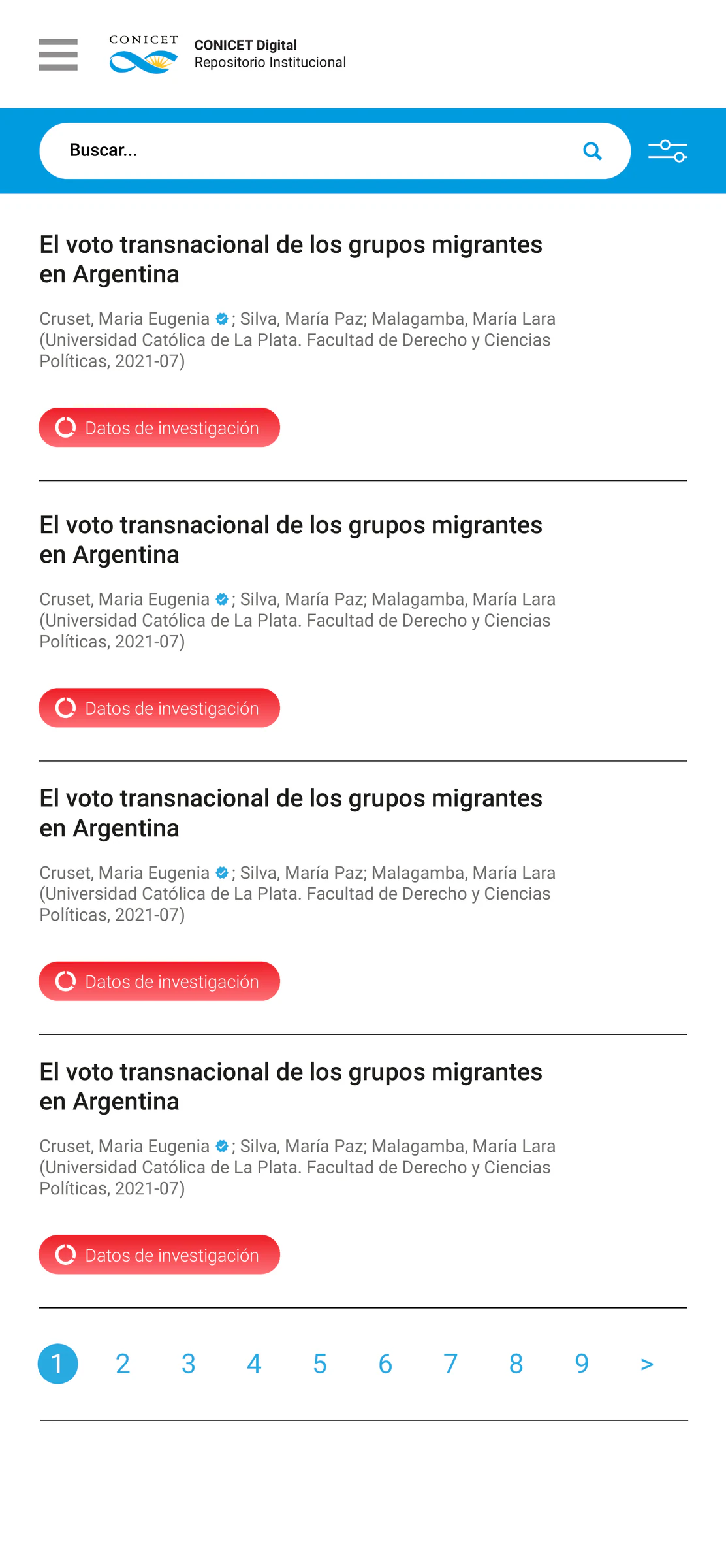 CONICET DIGITAL — diseño del repositorio, pantalla 20