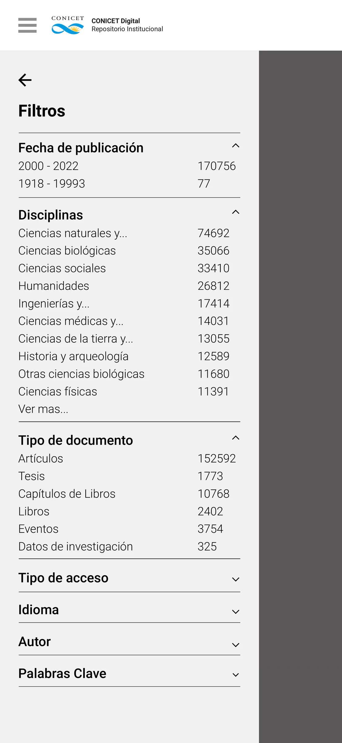 CONICET DIGITAL — diseño del repositorio, pantalla 21